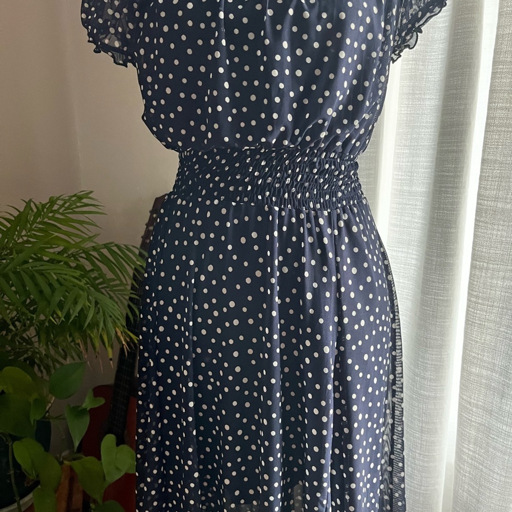 Navy Polka Dot Dress size 8
